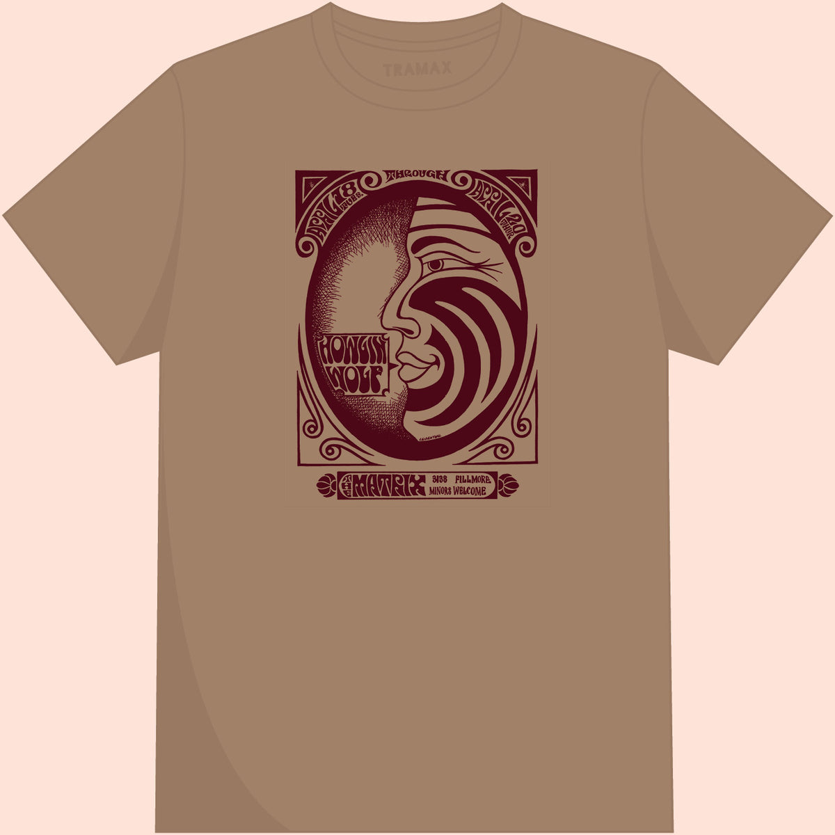 Camiseta de Howlin' Wolf. Prenda 100% algodón ecológico con serigrafía