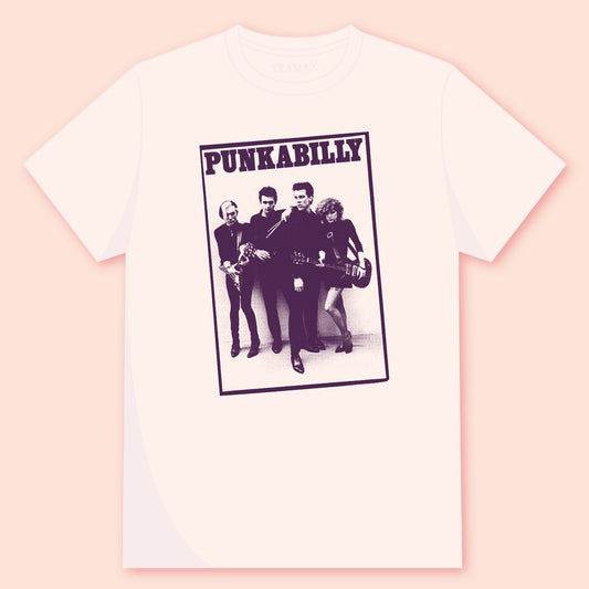 Camiseta Vintage White unisex con diseño de The Cramps. 100% algodón orgánico OEKO-TEX®.