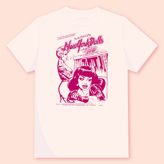 Camiseta Vintage White unisex con diseño de New York Dollsl. 100% algodón orgánico OEKO-TEX®.