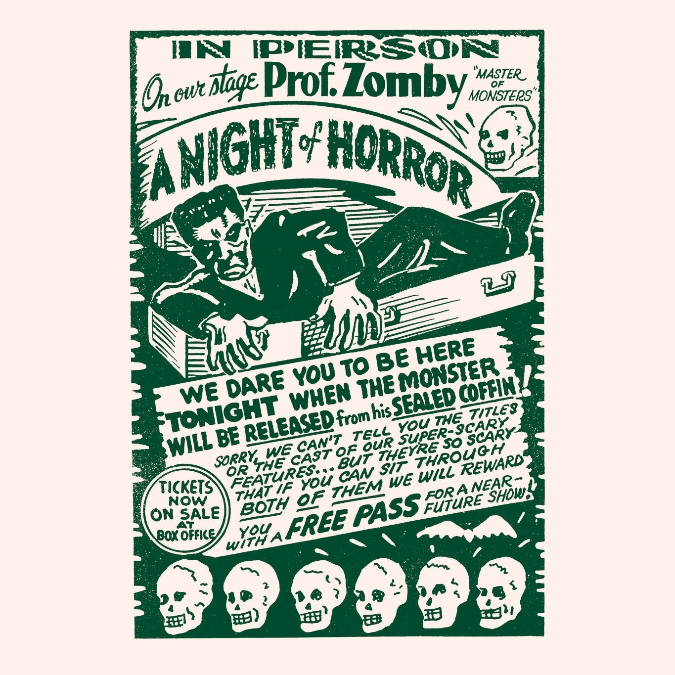 Camiseta Vintage White unisex con diseño de poster vintage horror. 100% algodón orgánico OEKO-TEX®.