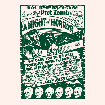 Camiseta Vintage White unisex con diseño de poster vintage horror. 100% algodón orgánico OEKO-TEX®.