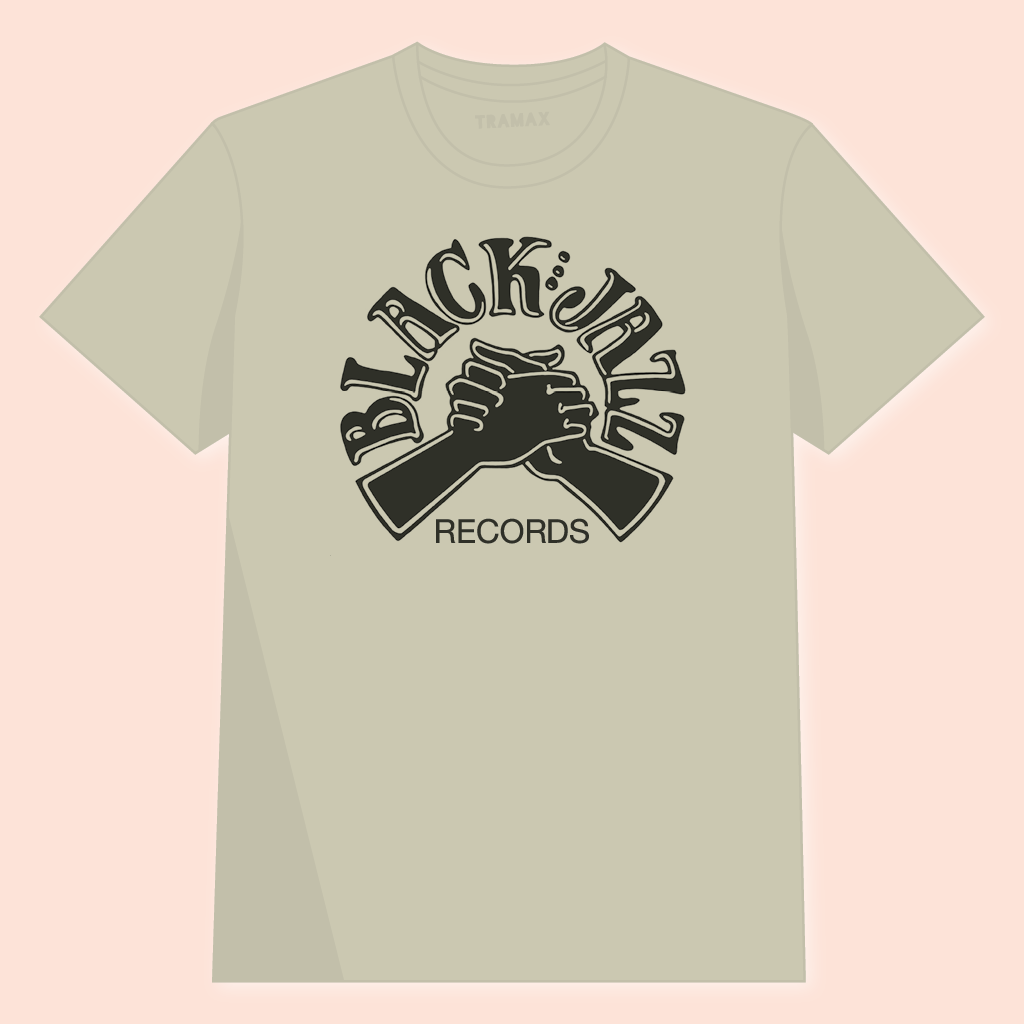 Camiseta del sello discográfico Black Jazz Records con serigrafía