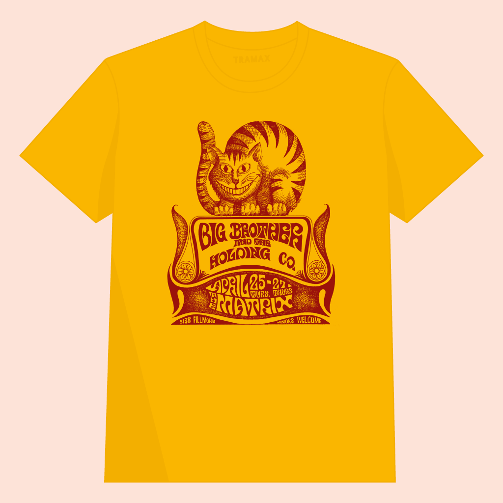Camiseta de Big Brother & The Holding Co. Prenda 100% algodón ecológico con serigrafía