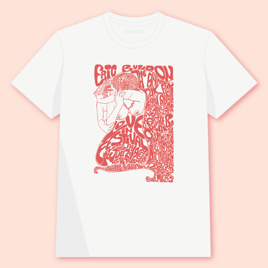 Camiseta de Love In Festival. Prenda 100% algodón ecológico con serigrafía